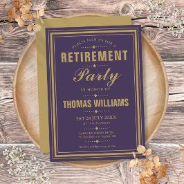 Lila und goldenes modernes Party für Elegante Alte Einladung