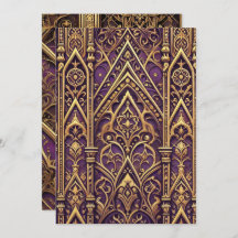 Lila und goldenes Viktorianisches Gotisches Muster