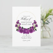 Lila und goldenes Vintages Foto für Blumenzehen Einladung (Stehend Vorderseite)