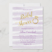 Lila und goldenes Watercolor Streifen-Brautparty Einladung (Vorderseite)