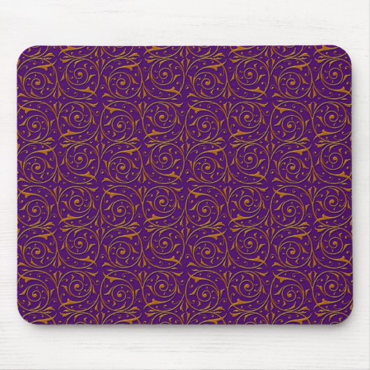 Lila und goldenes Weinmuster Mousepad (Vorne)