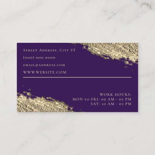 Lila und goldfarben visitenkarte (Rückseite)