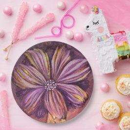 Lila und goldfarbene Aquarellfarbe Fett Pappteller