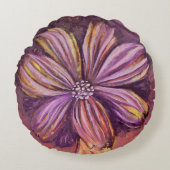 Lila und goldfarbene Aquarellfarbe Fett Rundes Kissen (Vorderseite)