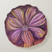 Lila und goldfarbene Aquarellfarbe Fett Rundes Kissen (Rückseite)
