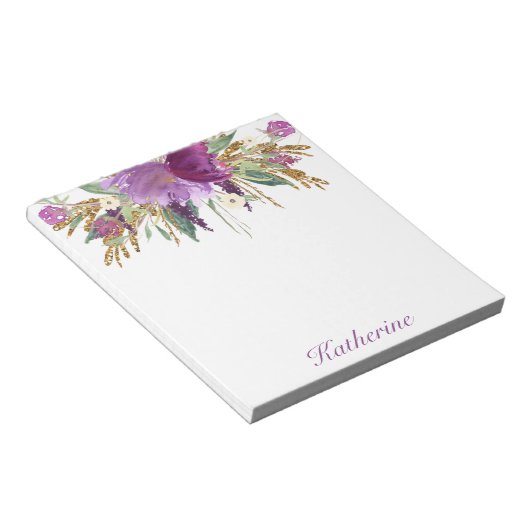 Lila und goldfarbene Blume Notepad Notizblock (angewinkelt)