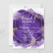 Lila und goldfarbene Brunch & Bubbly Einladung (Vorderseite)