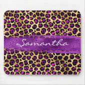 Lila und goldfarbener Leopard Pinselstrich Mousepad (Vorne)