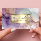 Lila und goldfarbener Marmor Visitenkarte