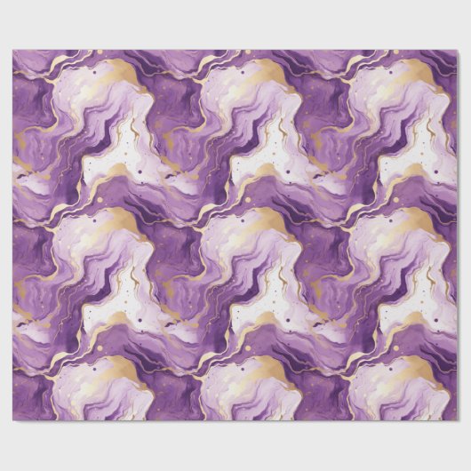 Lila und goldfarbenes Marmormuster Geschenkpapier (Flach)