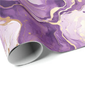 Lila und goldfarbenes Marmormuster Geschenkpapier (Rolleneckpunkt)