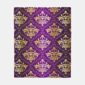 Lila und goldfarbenes Muster Fleecedecke (Vorderseite)