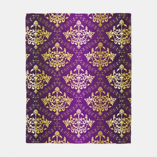 Lila und goldfarbenes Muster Fleecedecke (Vorderseite)