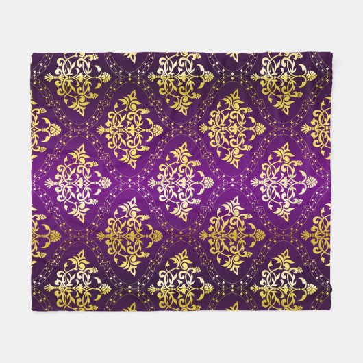 Lila und goldfarbenes Muster Fleecedecke (Vorderseite (Horizontal))