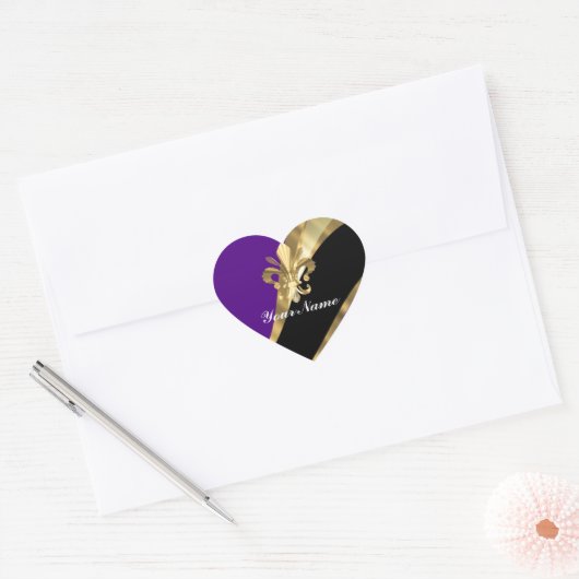 Lila- und Goldflecht Herz-Aufkleber (Umschlag)