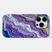 Lila und goldflüssiger Marmor Case-Mate iPhone Hülle (Rückseite (Horizontal))