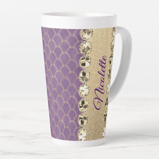 Lila- und Goldfolie Diamant Blend Milchtasse (Rechte Ecke)