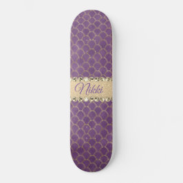 Lila- und Goldfolie Diamant Blend Skateboard