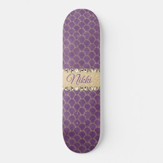 Lila- und Goldfolie Diamant Blend Skateboard (Vorderseite)