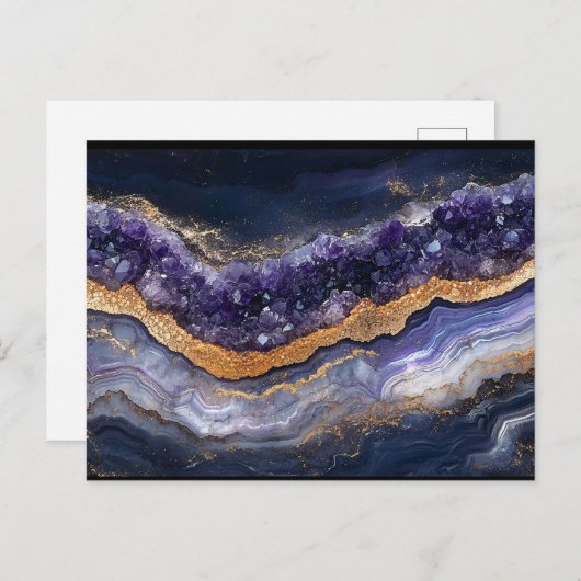 Lila und goldgeleichte Geode Postkarte (Vorne/Hinten)