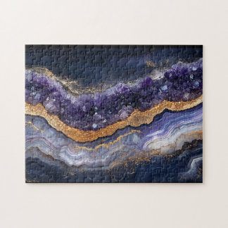 Lila und goldgeleichte Geode Puzzle