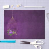 Lila und goldgestörter Grunge-Vogelkäfig Seidenpapier (Handwerk)