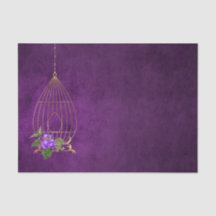 Lila und goldgestörter Grunge-Vogelkäfig