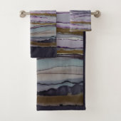 Lila und goldgestreift Moderne Badhandtuch Set (Insitu)