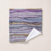 Lila und goldgestreift Moderne Badhandtuch Set (Waschlappen)