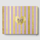 Lila und goldgestreiftes Hochzeitsbuch Gästebuch (Rückseite)