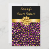 Lila und Goldleopard Print 16 . Geburtstag Einladung (Vorderseite)