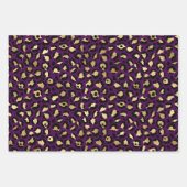 Lila und Goldleopardrucke Geschenkpapier Set (Vorderseite)