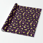 Lila- und Goldleopardruckpapier Geschenkpapier (Ungerollt)