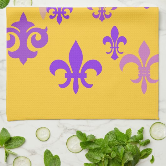 Lila und GoldLilien-Muster-Tee-Tuch Handtuch (Gefaltet)
