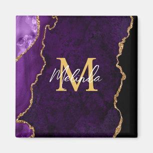 Lila und Goldmarmor-Achat Magnet