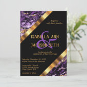 Lila- und Goldmarmor Einladung (Stehend Vorderseite)