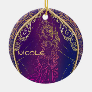 Lila- und Goldmarokkanischer Bengaltanz Keramik Ornament