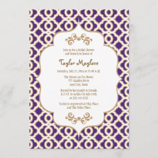 Lila und goldmarokkanisches Brautparty Einladungen
