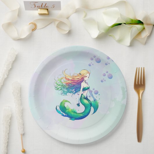 Lila und Goldmedaille Geburtstag unter dem Meer Pappteller (Hochzeit)