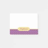 Lila und GoldQuatrefoil Monogramm Post-it Klebezettel (Vorderseite)