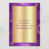 Lila und Goldschneeflocken danken Ihnen zu Dankeskarte (Rückseite)