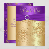 Lila und Goldschneeflocken danken Ihnen zu Dankeskarte (Vorne/Hinten)