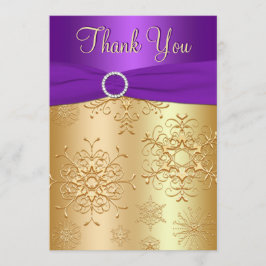 Lila und Goldschneeflocken danken Ihnen zu Dankeskarte