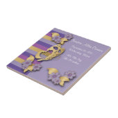 Lila und Goldstreifen mit Schmetterlingen Fliese (Seite)