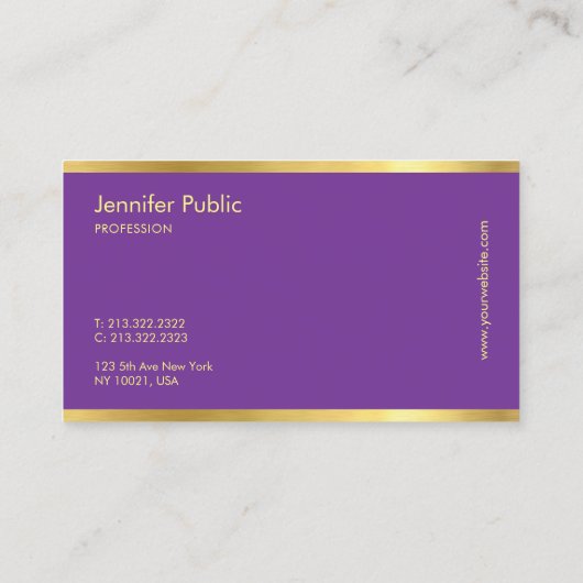 Lila- und Goldtypografie-Script-Vorlage Visitenkarte (Rückseite)