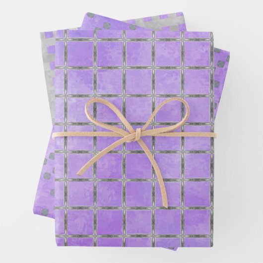 Lila und grau geometrisch geschenkpapier set (Beispiel)