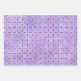 Lila und grau geometrisch geschenkpapier set