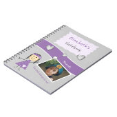 Lila und grau mit Herz und Foto Notizblock (Linke Seite)