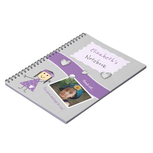 Lila und grau mit Herz und Foto Notizblock (Linke Seite)