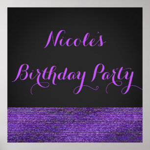 Lila und Grau Modern Glam Pailletten Partybanner Poster